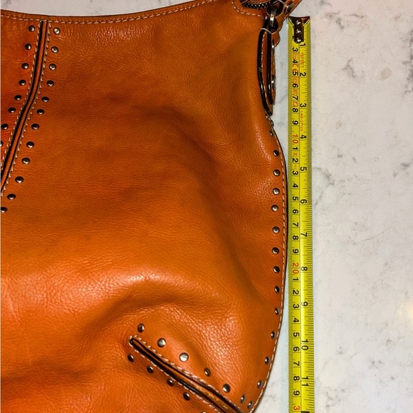 Michael Kors Orange Studded Shoulder Bag - Picture 5 of 11
